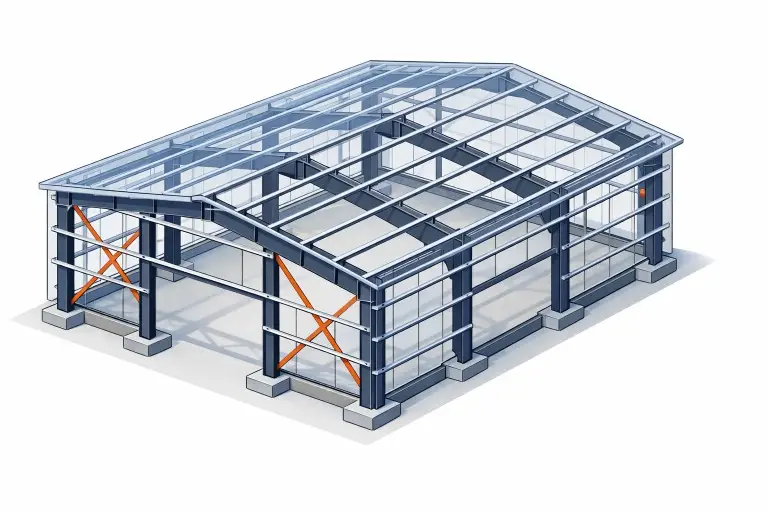 Sistema estructural de un edificio de acero