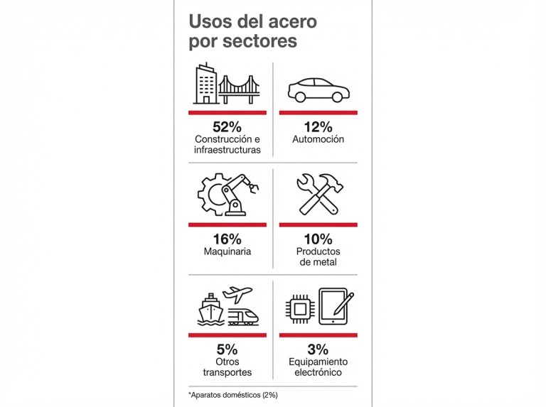 Distribución del uso del acero por sectores