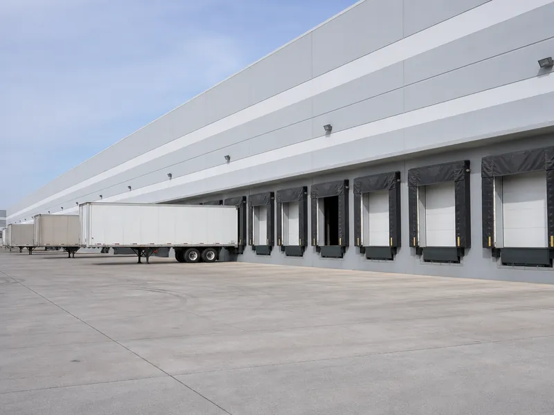 Andenes de carga de una nave industrial para distribución y logística