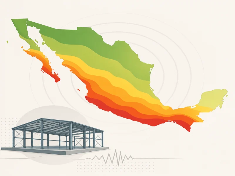 Mapa conceptual de las zonas sísmicas de México (A a D) aplicado al diseño de almacenes de acero