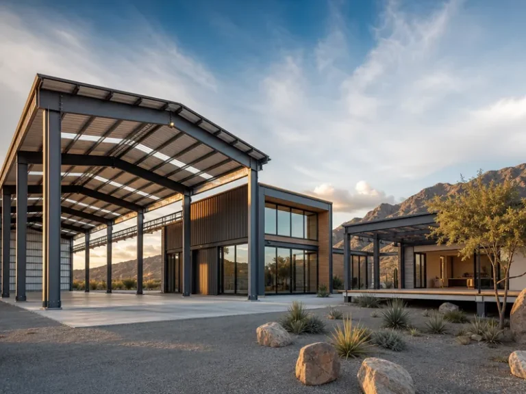 Edificaciones con estructura metálica de acero que muestran claros amplios, planta libre y montaje modular