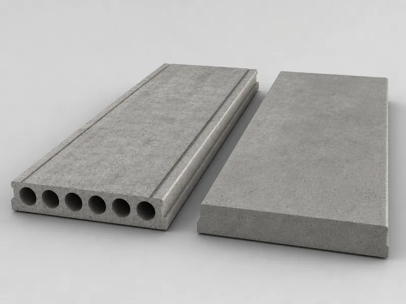 Comparación de placa alveolar y panel macizo de hormigón, tipos que cambian el precio por m²